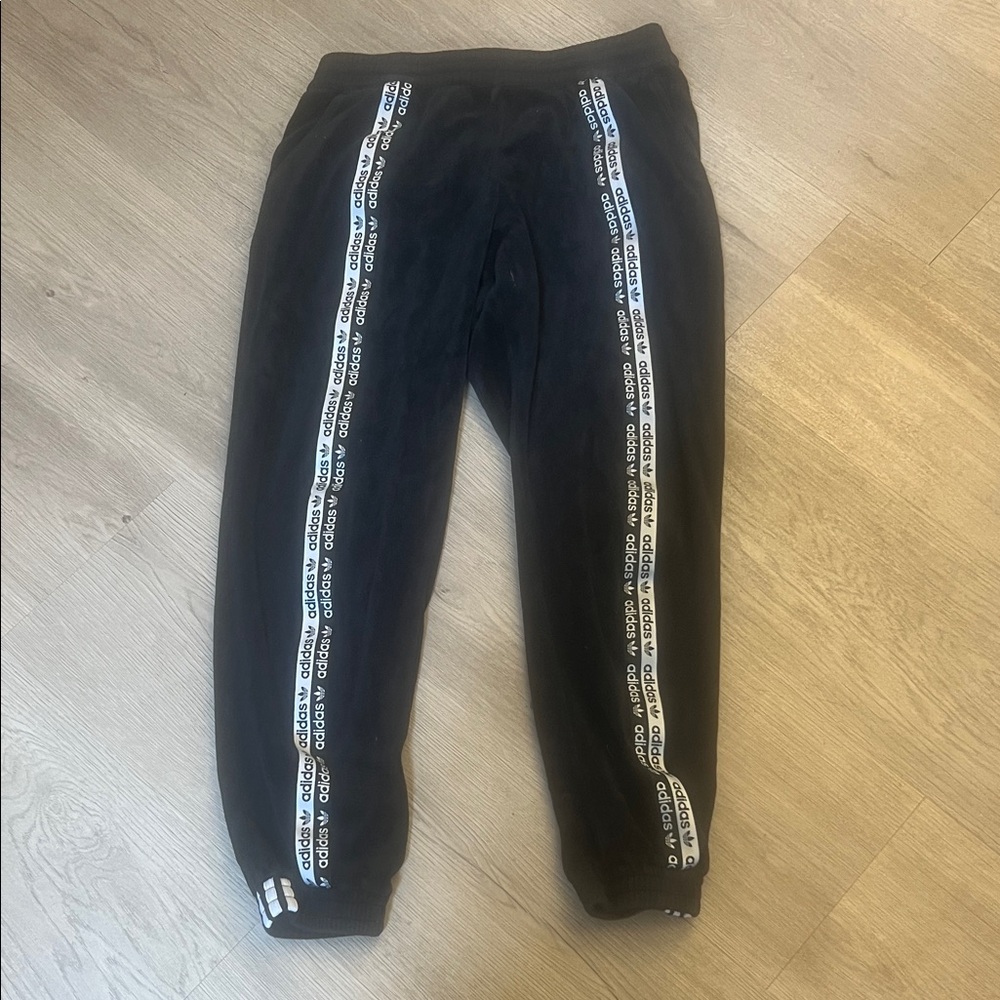 Adidas women’s black Sweatpants with White Stripes
